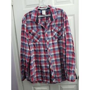 Walt Disney Parks Mickey Mouse Pearl Snap Red Plaid Western Shirt Mens Size XL